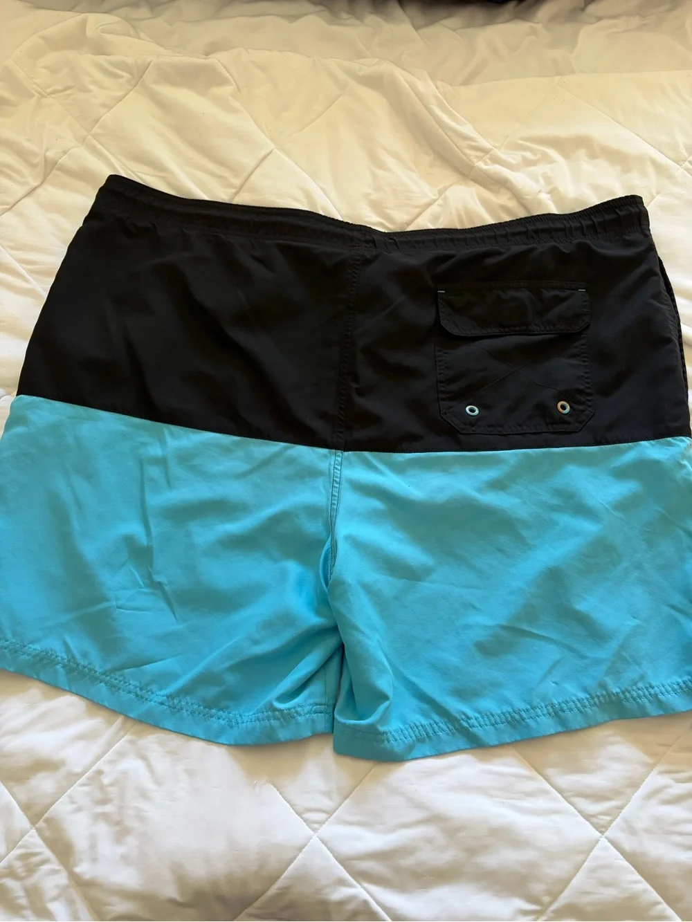 George Black and Aqua Colorblock Swim Trunks